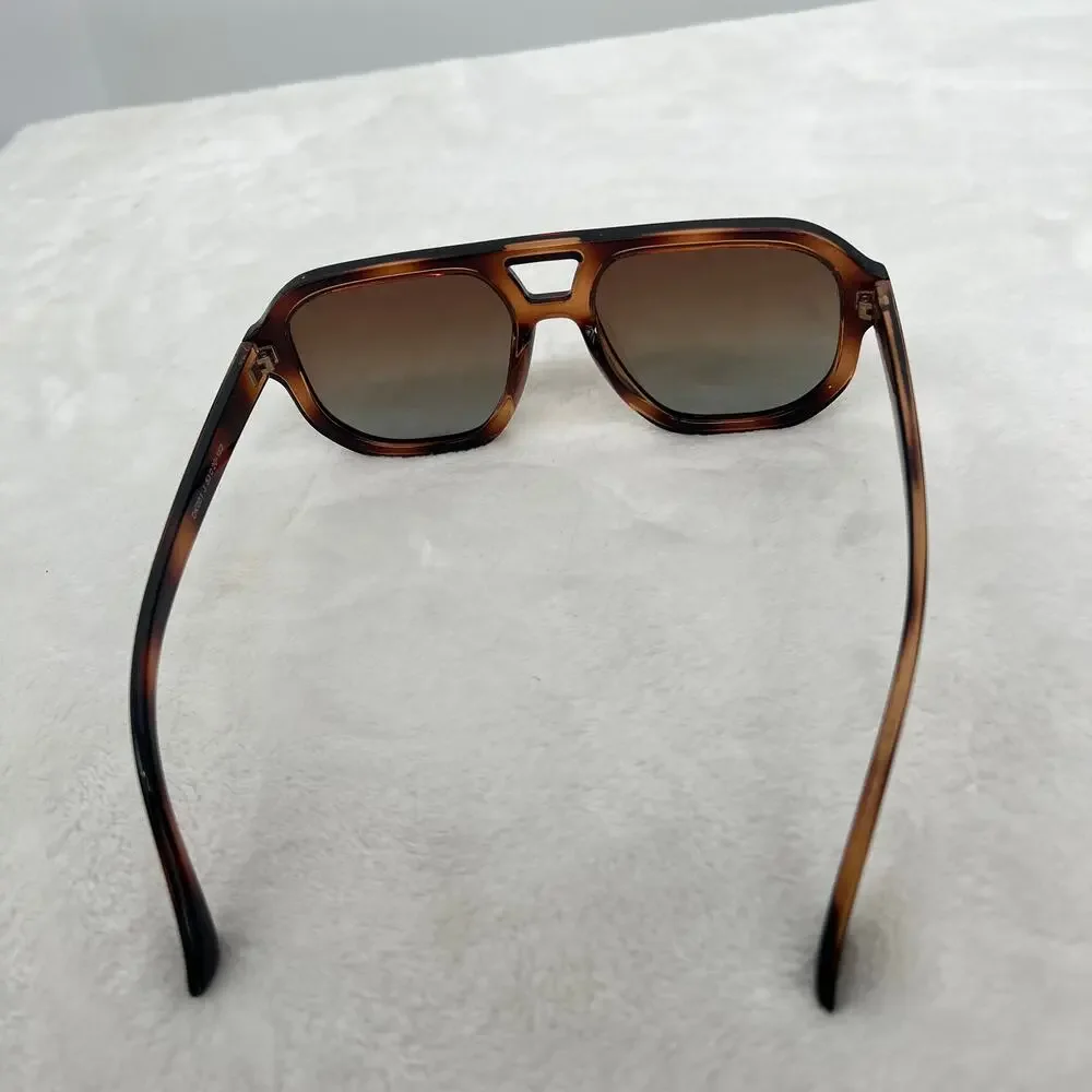 LIVHO NIB Retro Double Bridge Aviator Gradient Lens Sunglasses Bag Cleaner